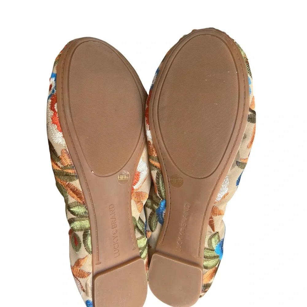Lucky Brand Floral Embroidered Multicolored Ballet Flats Size 9.5 m - Picture 4 of 7